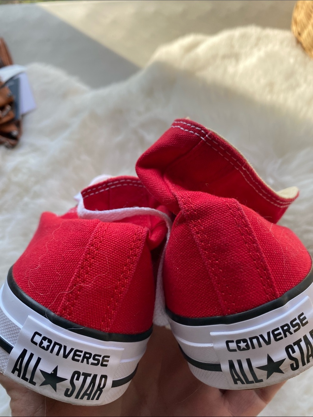 Converse Women 7.5 Red High-Top Sneakers with White Laces - Picture 5 of 6